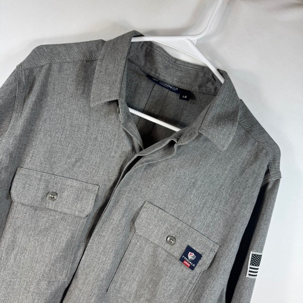 Tyndale Versa FR Flame Resistant Work Shirt Mens Large Gray Arc Rated USA Made